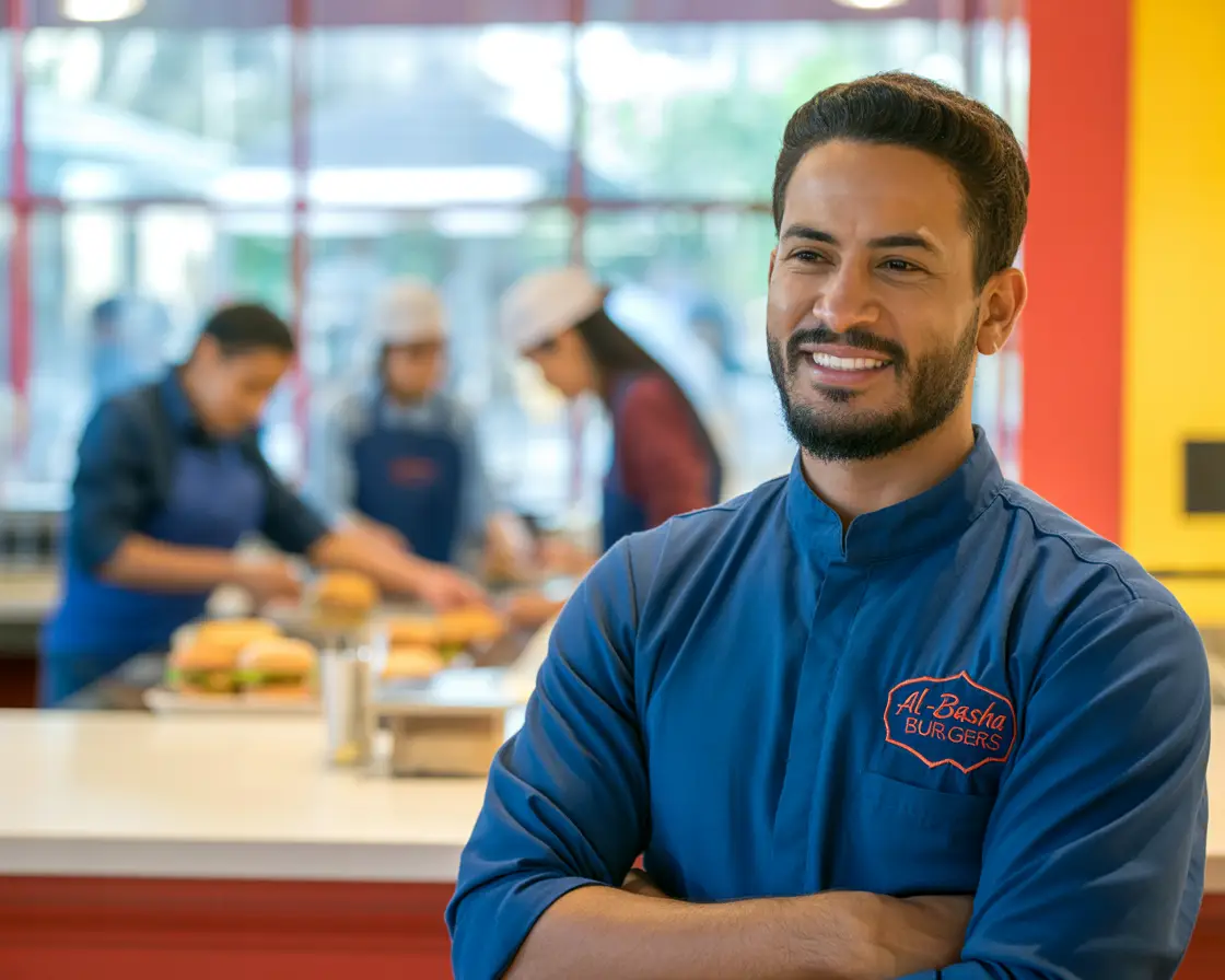 A young man arabic running a successful franchise…