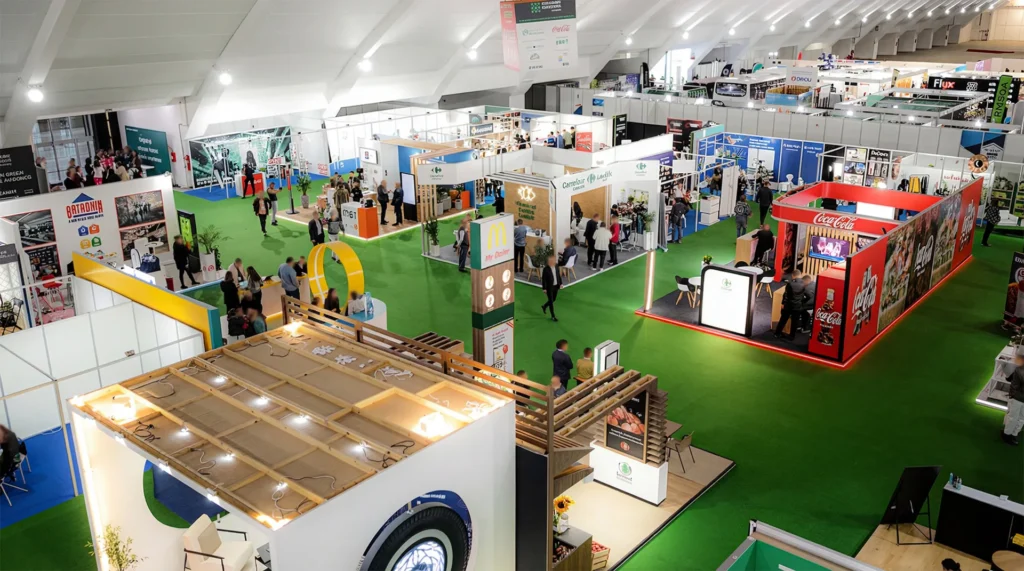 The Franchise Exhibition Morocco hall seen from above, aisles and stands